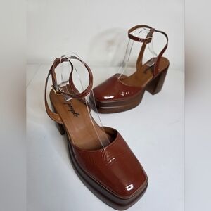 Free People Double Stack Platform Mary Janes Size 10 In Pecan
